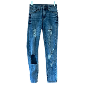 Fashion Nova Distressed Denim Skinny Jeans Juniors Size 1
